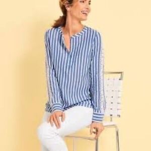 Talbots Cotton Lace Sleeve Popover